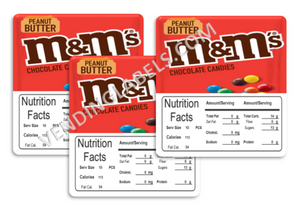 3 PACK M&M Peanut Butter 2.5" x 2.5" Candy Vending Labels Sticker NUTRITION