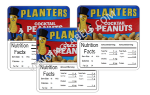 3 PACK Peanuts 2.5" x 2.5" Candy Vending Labels Sticker NUTRITION - Vending Labels