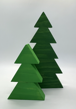 Load image into Gallery viewer, Set of 2 Wooden Handmade Pine tree Holiday Wood Block Decor
