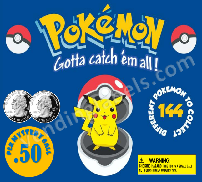 POKEMON BALL Toy Candy Vending Machine Label LAMINATED DISPLAY CARD or Vending Labels POKEMON BALL Toy Candy Vending Machine Label LAMINATED DISPLAY CARD or Vending Labels