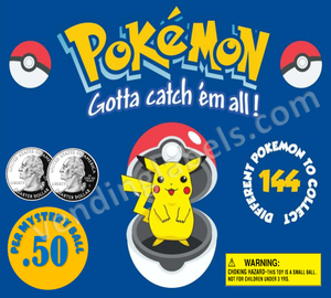 POKEMON BALL Toy Candy Vending Machine Label LAMINATED DISPLAY CARD or Sticker