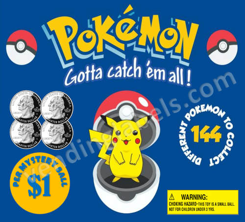 POKEMON BALL Toy Candy Vending Machine Label LAMINATED DISPLAY CARD or Sticker