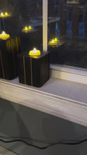 Load and play video in Gallery viewer, rustic / modern 3 piece candle set home decor tea lite LED flicker 4" 6" &amp; 8"
