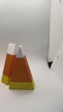 Load and play video in Gallery viewer, Set of 3 Wooden Handmade Candy Corn Holiday Wood Block Halloween
