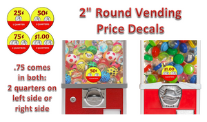 Price Stickers VENDING MACHINE CANDY TOY STICKERS LABEL 2" round new Decal