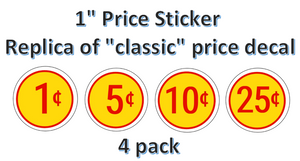 PRICE Stickers for Vending Candy Labels Machines 1" Diameter "classic" style