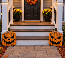 Load image into Gallery viewer, Large Hamdmade Wooden Pumpkin 14" tall 2 sided
