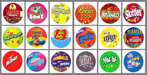 2" round vending candy machine sticker label