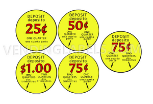 Spanish Price Stickers VENDING MACHINE CANDY TOY STICKERS LABEL 2" round
