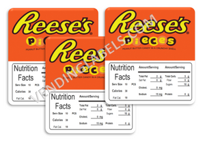 3 PACK Reeses Pieces 2.5" x 2.5" Candy Vending Labels Sticker NUTRITION
