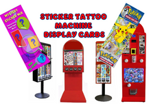 Load image into Gallery viewer, Sticker Flat Tattoo Vending Machine Label LAMINATED Toy DISPLAY CARD Sleeve
