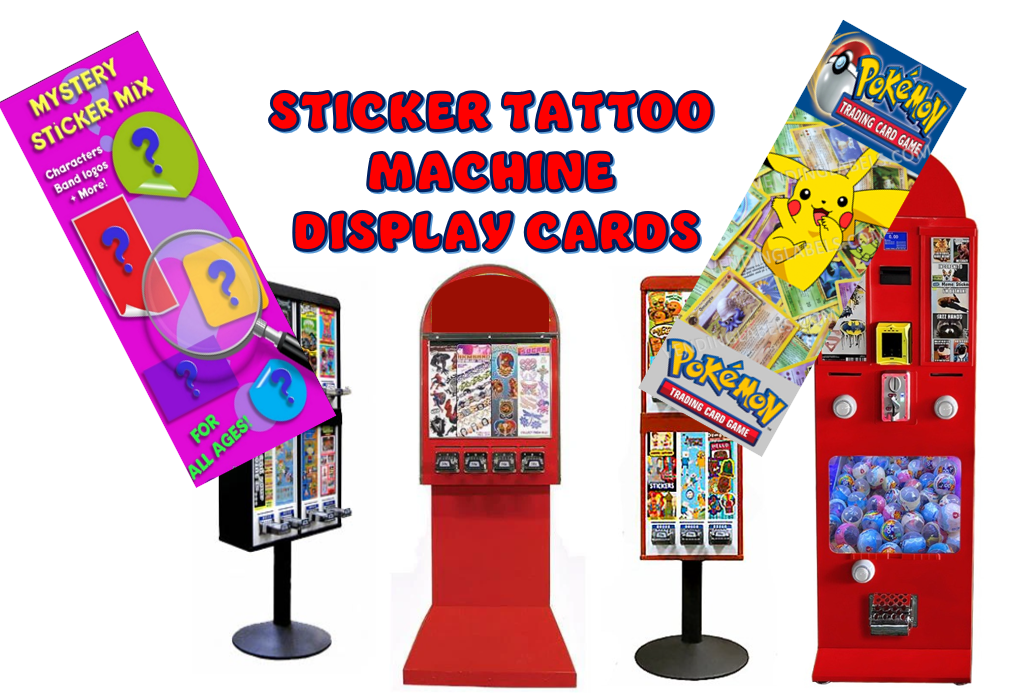 Sticker Flat Tattoo Vending Machine Label LAMINATED Toy DISPLAY CARD Sleeve