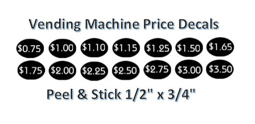 Small Price Stickers Decals Snack Vending Machine Full Line