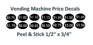 Small Price Stickers Decals Snack Vending Machine Full Line