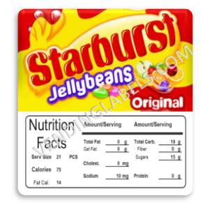 Staburst Jelly Beans Vending Label NUTRITION 
