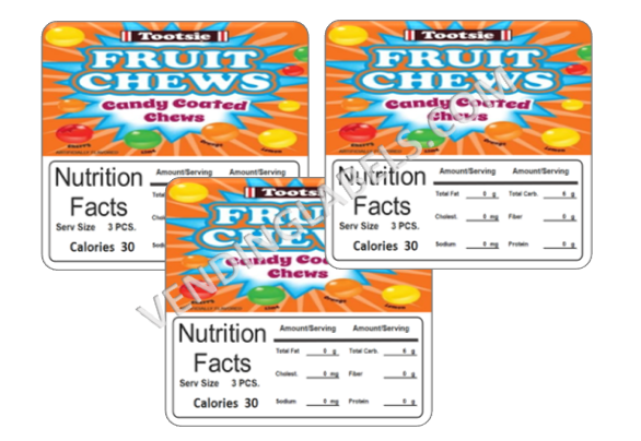 12 Laminated 2.5" X 2.5" Candy Machine Labels – Non-Adhesive Cards For Vending
