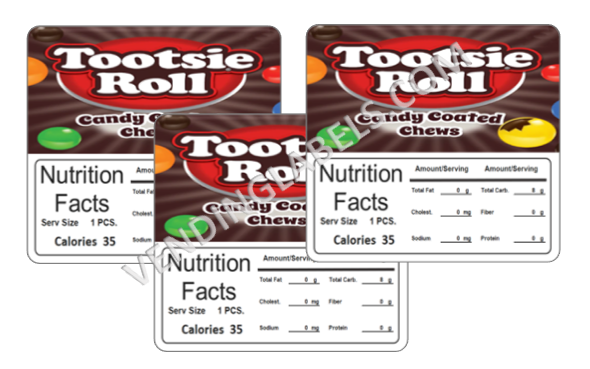 Tootsie Candy Coated Chews nutrition label