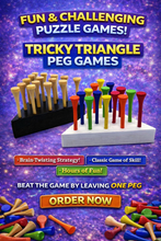 Load image into Gallery viewer, 2 Pack Handmade Wooden Triangle Peg Game, Kids, Tabletop Family Board Game, Strategy Toy, Travel Game, Family Fun Puzzle. FREE SHIPPING
