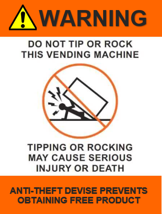 No Rocking Vending Machine SAFETY / SURVEILLANCE / TIP OVER – Vending Labels