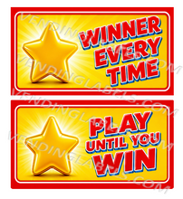 Load image into Gallery viewer, PLAY UNTIL WIN Sticker WINNER EVERY TIME Spanish available Price Vending Crane Claw Machines
