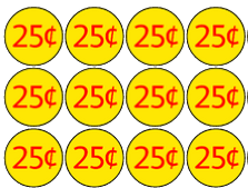 PRICE Stickers for Vending Candy Labels Machines