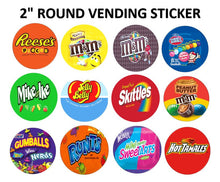 Load image into Gallery viewer, 2&quot; round vending candy machine sticker label
