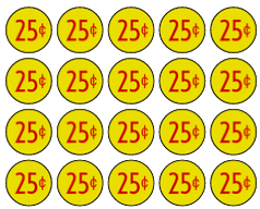 25 cent vending price stickers