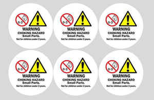 6 Pack CHOKE HAZARD ROUND Stickers for Vending Candy Labels Machines 2" - Vending Labels