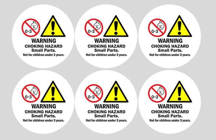 6 Pack CHOKE HAZARD ROUND Stickers for Vending Candy Labels Machines 2