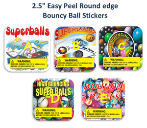 BOUNCY BALL Vinyl Vending Candy Label Sticker 2.5" Easy Peel