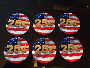 6 Pack FLAG PRICE Stickers for Vending Candy Labels Machines 2" Diameter - Vending Labels