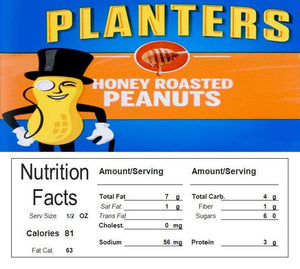 Honey Roasted Peanuts Vending Machine Candy Label Sticker With NUTRITION 