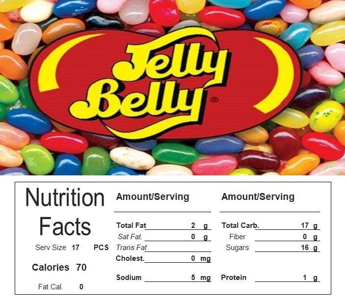 Jelly Belly Beans Vending Machine Candy Label Sticker With NUTRITION s