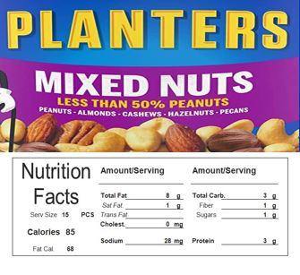 Mix Nuts Vending Machine Candy Label Sticker With NUTRITION 