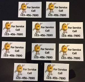 SERVICE CONTACT ID Stickers for Vending Candy Labels Machines