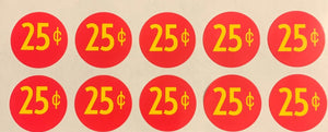 10 Pack PRICE Stickers for Vending Candy Labels Machines 1" Diameter