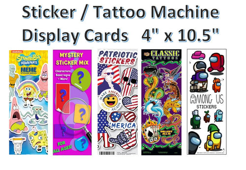  Sticker Flat Tattoo Vending Machine Label LAMINATED DISPLAY CARD