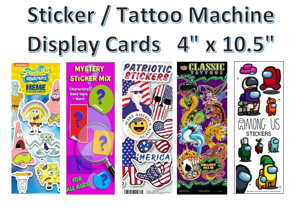  Sticker Flat Tattoo Vending Machine Label LAMINATED DISPLAY CARD