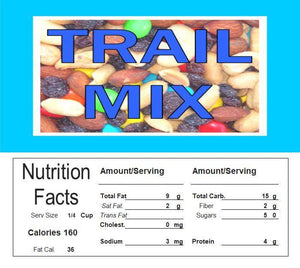 Trail Mix Vending Machine Candy Label Sticker With NUTRITION 